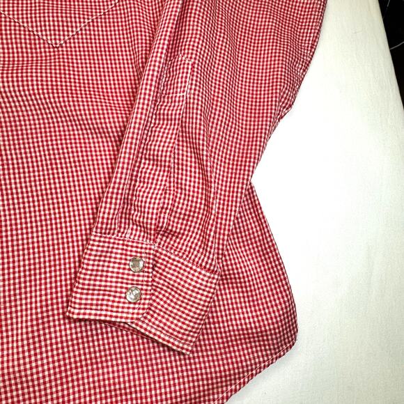 Vintage Pierre Cardin Western Shirt Red Gingham Pearl Snap 70s  80s Men’s L - Picture 6 of 8